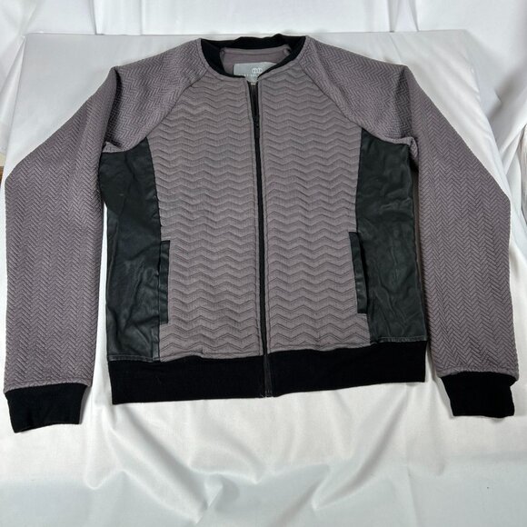 Tart Collection Women’s Small Gray Black Quilted Faux Leather Soft Full Zip Warm - Picture 1 of 11